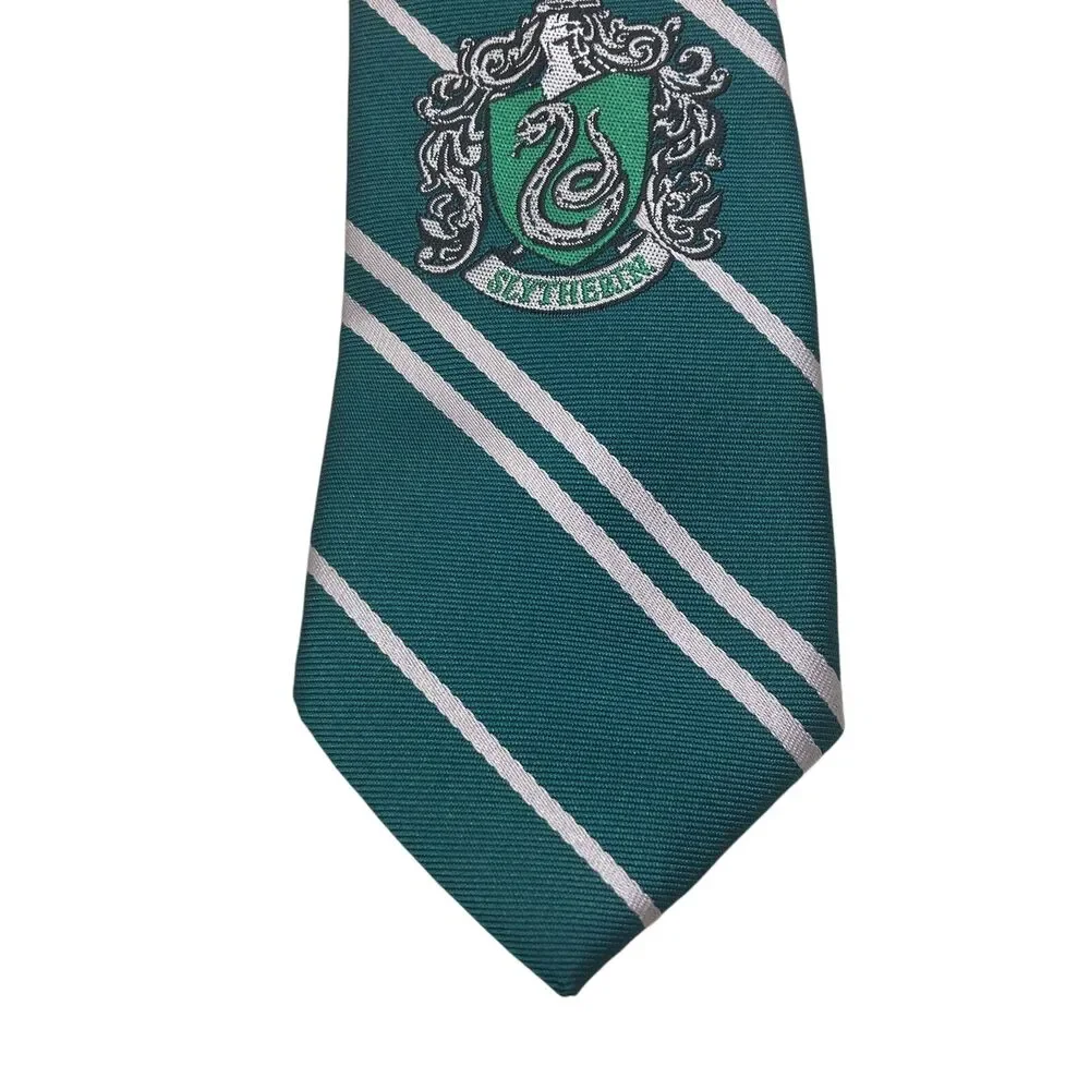 Harry Potter Tie Slytherin Green Gray Striped 100% Microfiber